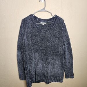 Orvis Sweater Women's Medium Heather Blue Warm Cozy Chenille V-Neck Long Sleeve